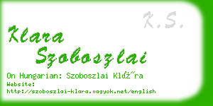 klara szoboszlai business card